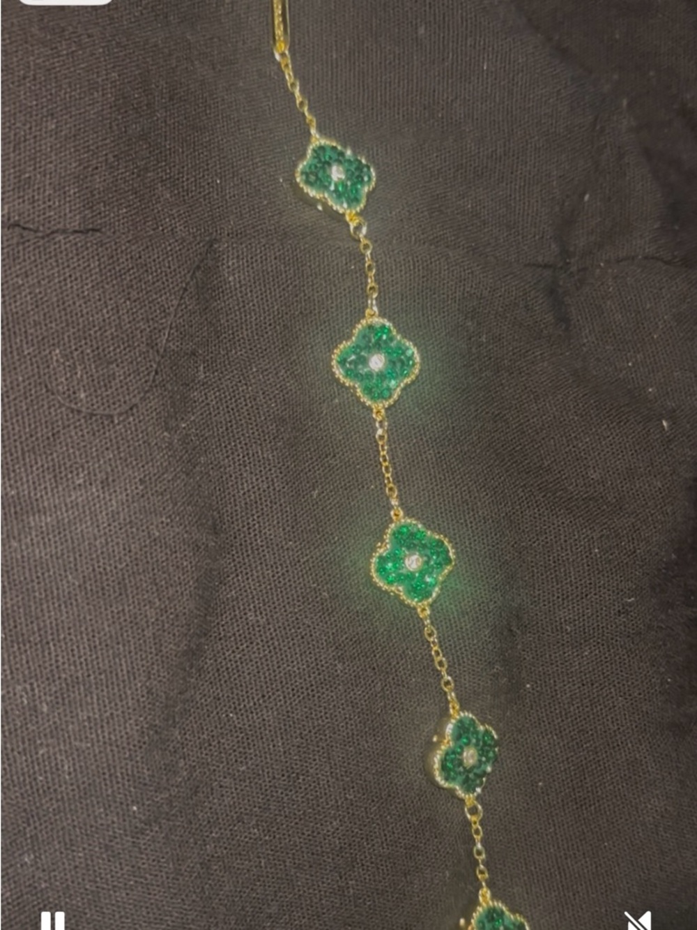Delicate Gold Chain Bracelet with Green Clover Accents
